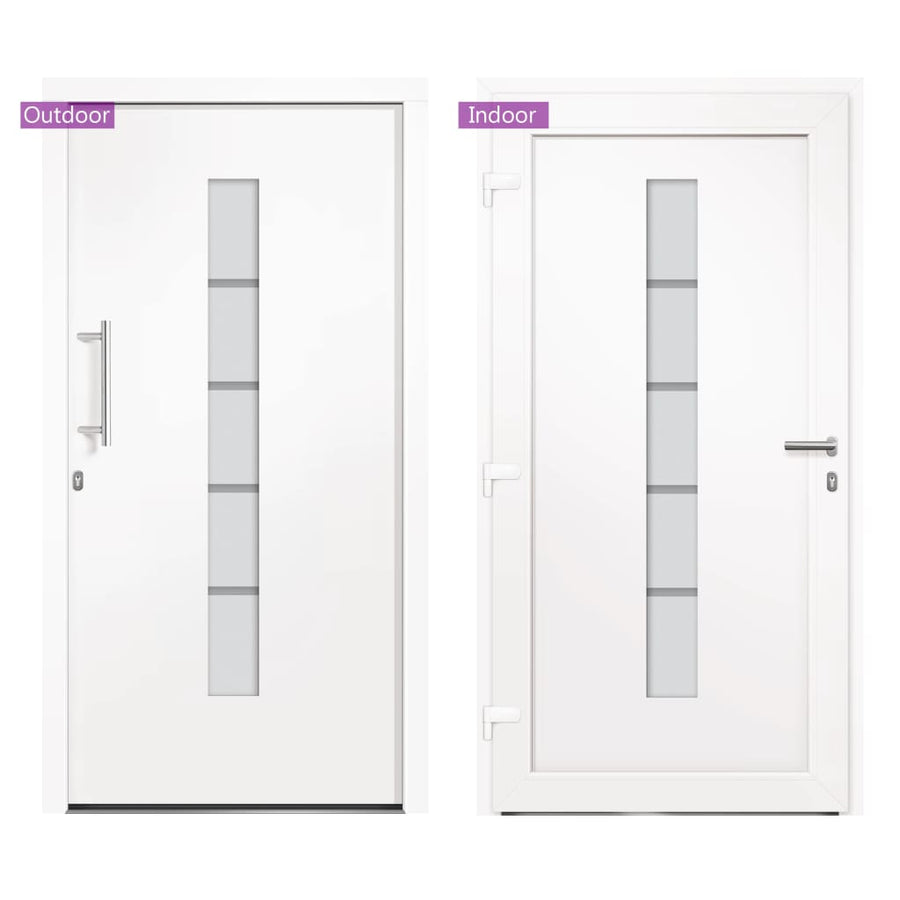 Voordeur 100x210 cm aluminium en PVC wit 1 100 x 210 cm Wit