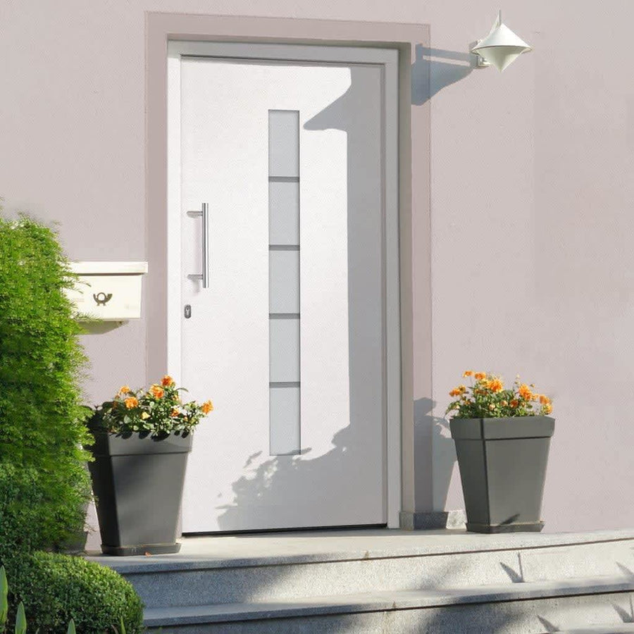 Voordeur 100x210 cm aluminium en PVC wit 1 100 x 210 cm Wit