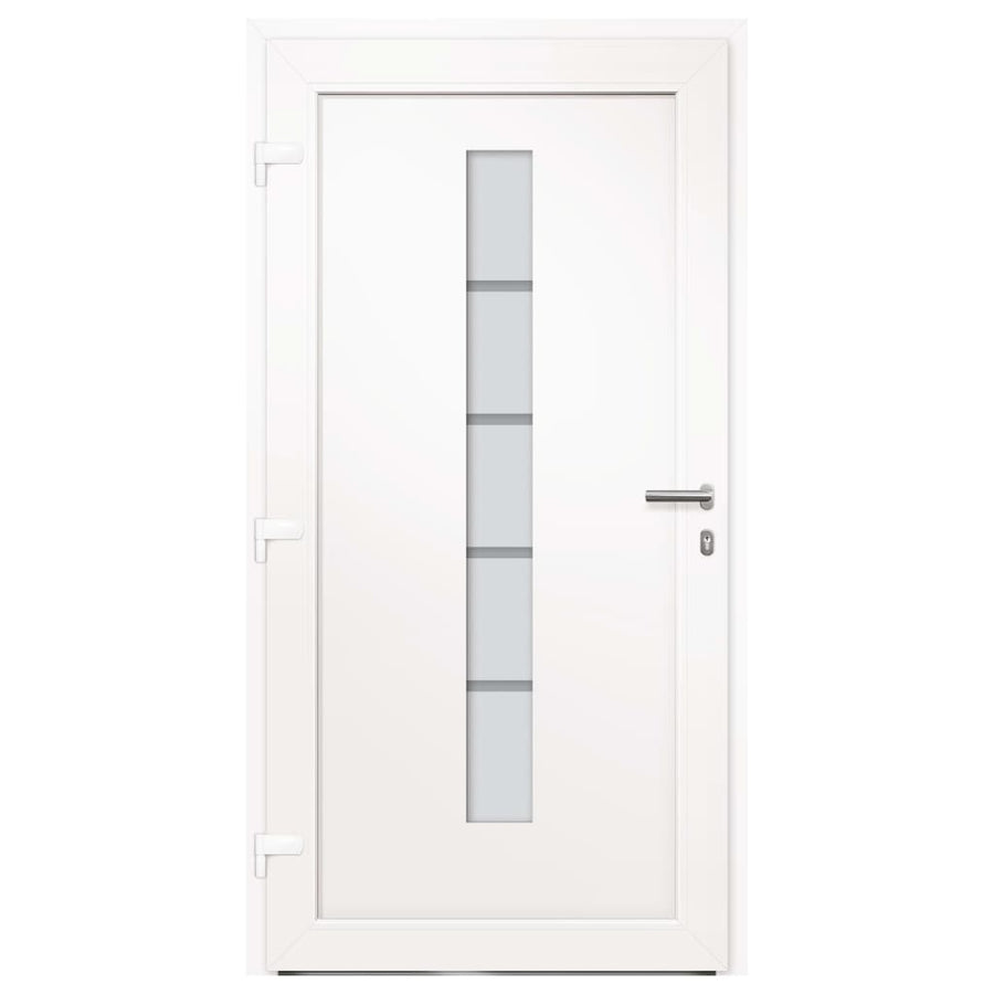 Voordeur 110x210 cm aluminium en PVC wit 1 110 x 210 cm Wit