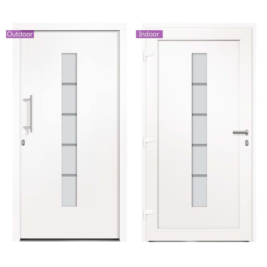 Voordeur 110x210 cm aluminium en PVC wit 1 110 x 210 cm Wit