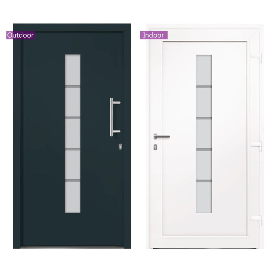 Voordeur 100x210 cm aluminium en PVC antraciet 1 100 x 210 cm Antraciet