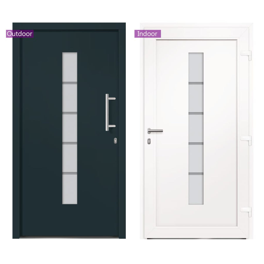 Voordeur 110x210 cm aluminium en PVC antraciet 110 x 210 cm Rechts