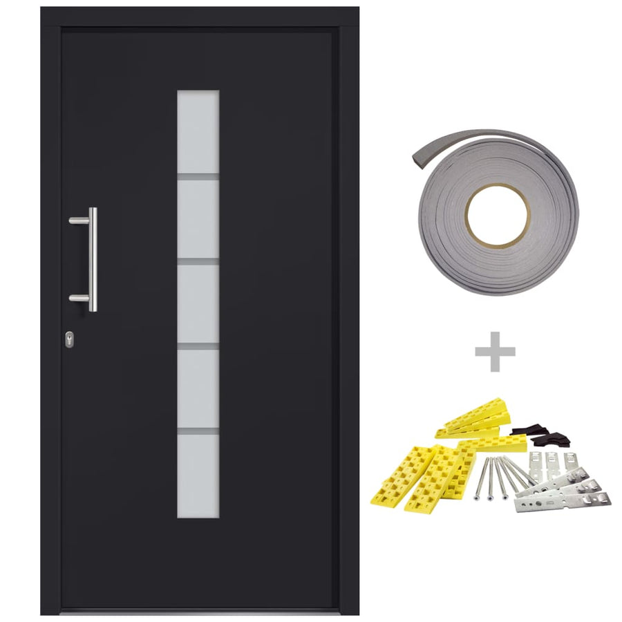 Voordeur 100x210 cm aluminium en PVC antraciet 100 x 210 cm Links