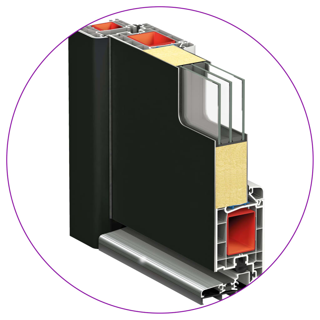 Voordeur 100x210 cm aluminium en PVC antraciet 100 x 210 cm Links