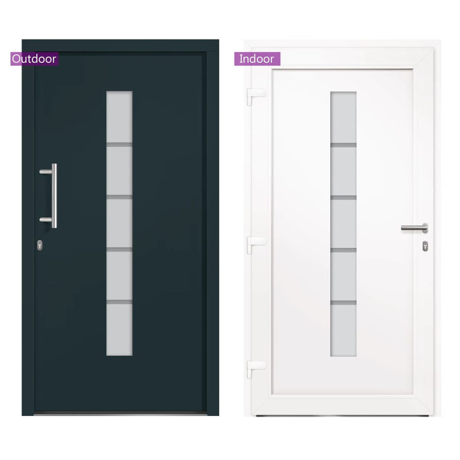 Voordeur 100x210 cm aluminium en PVC antraciet 100 x 210 cm Links