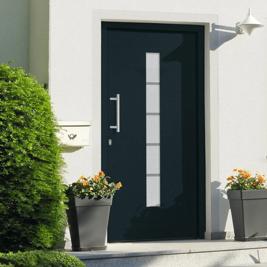 Voordeur 100x210 cm aluminium en PVC antraciet 100 x 210 cm Links