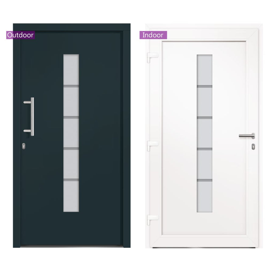 Voordeur 110x210 cm aluminium en PVC antraciet 110 x 210 cm Links