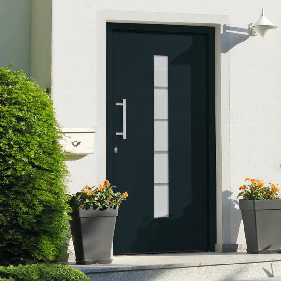 Voordeur 110x210 cm aluminium en PVC antraciet 110 x 210 cm Links