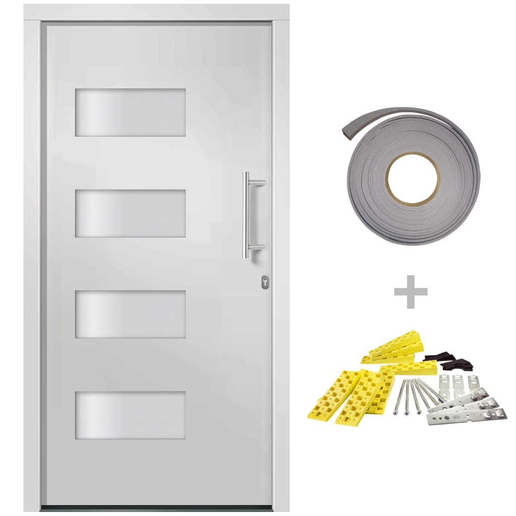 Voordeur 100x210 cm aluminium en PVC wit 1 100 x 210 cm Wit