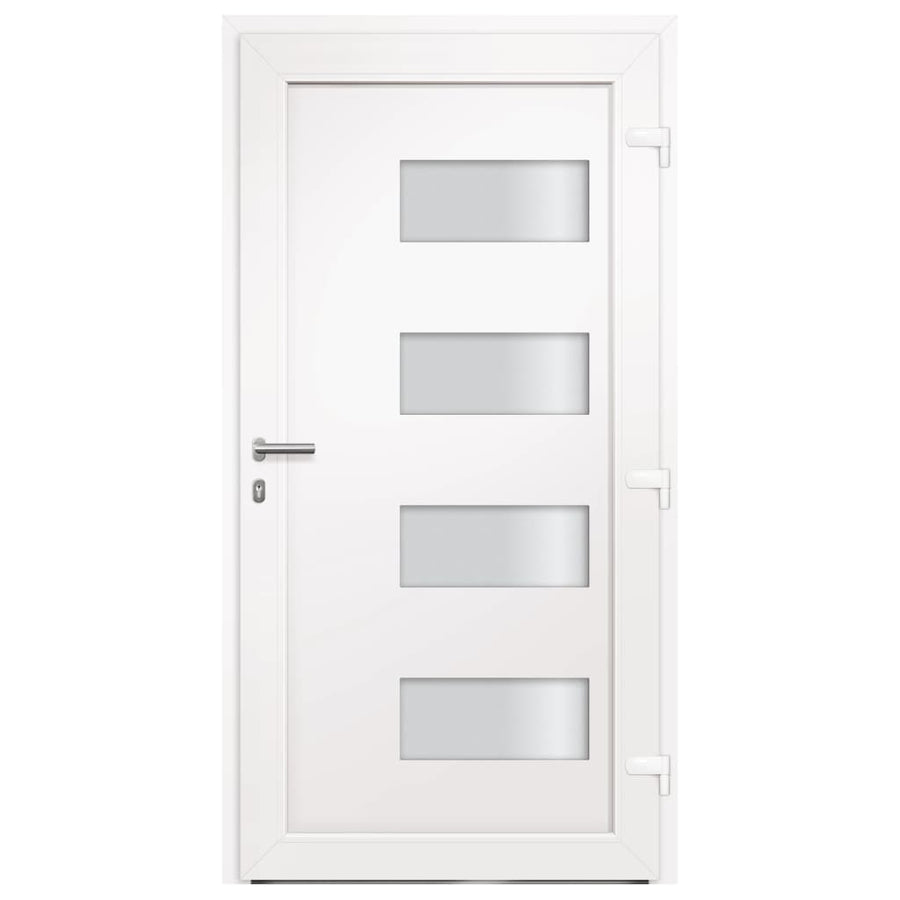 Voordeur 100x210 cm aluminium en PVC wit 1 100 x 210 cm Wit