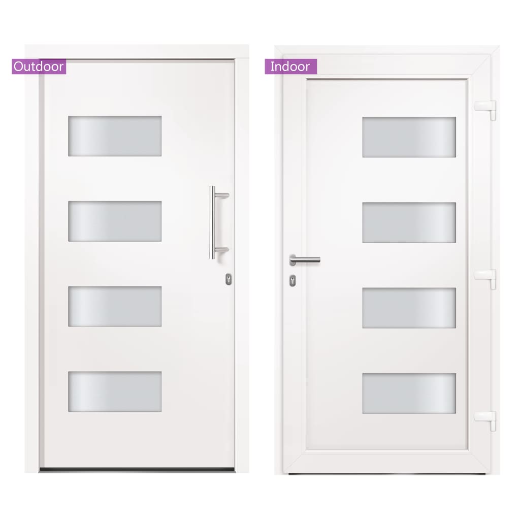 Voordeur 100x210 cm aluminium en PVC wit 1 100 x 210 cm Wit