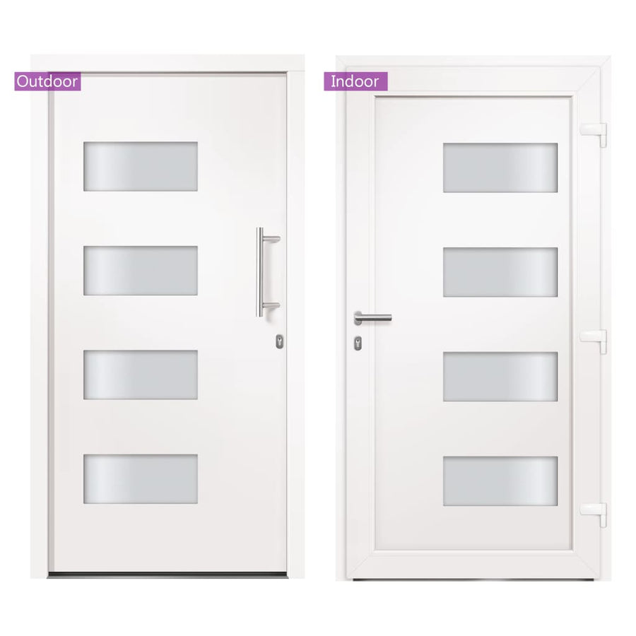 Voordeur 100x210 cm aluminium en PVC wit 1 100 x 210 cm Wit