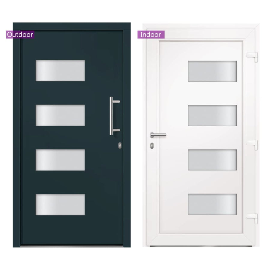 Voordeur 100x210 cm aluminium en PVC antraciet 1 100 x 210 cm Antraciet