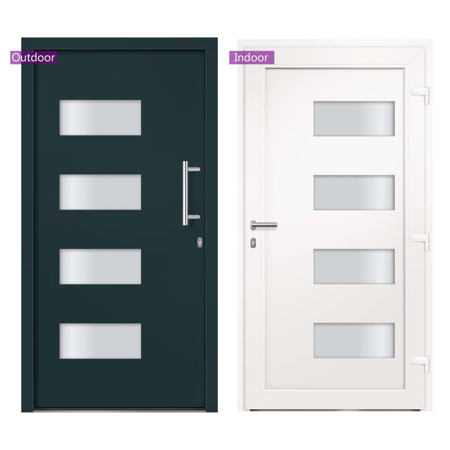 Voordeur 110x210 cm aluminium en PVC antraciet 1 110 x 210 cm Antraciet