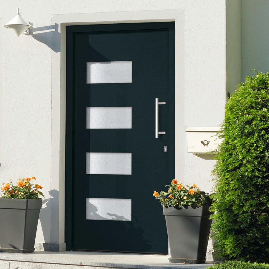 Voordeur 110x210 cm aluminium en PVC antraciet 1 110 x 210 cm Antraciet