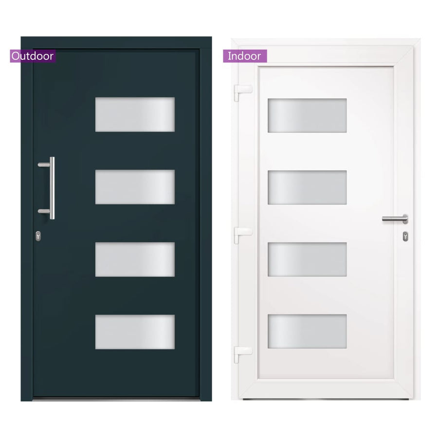 Voordeur 110x210 cm aluminium en PVC antraciet 110 x 210 cm Links