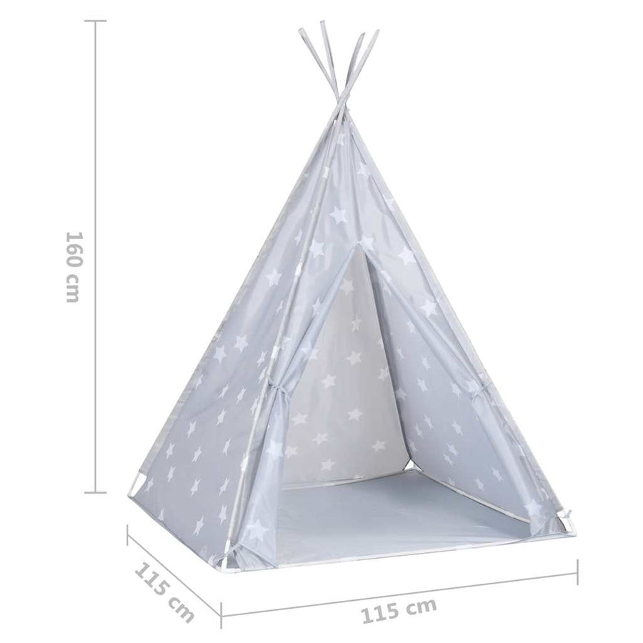 Kindertipitent Met Tas 115X115X160 Cm Polyester Grijs