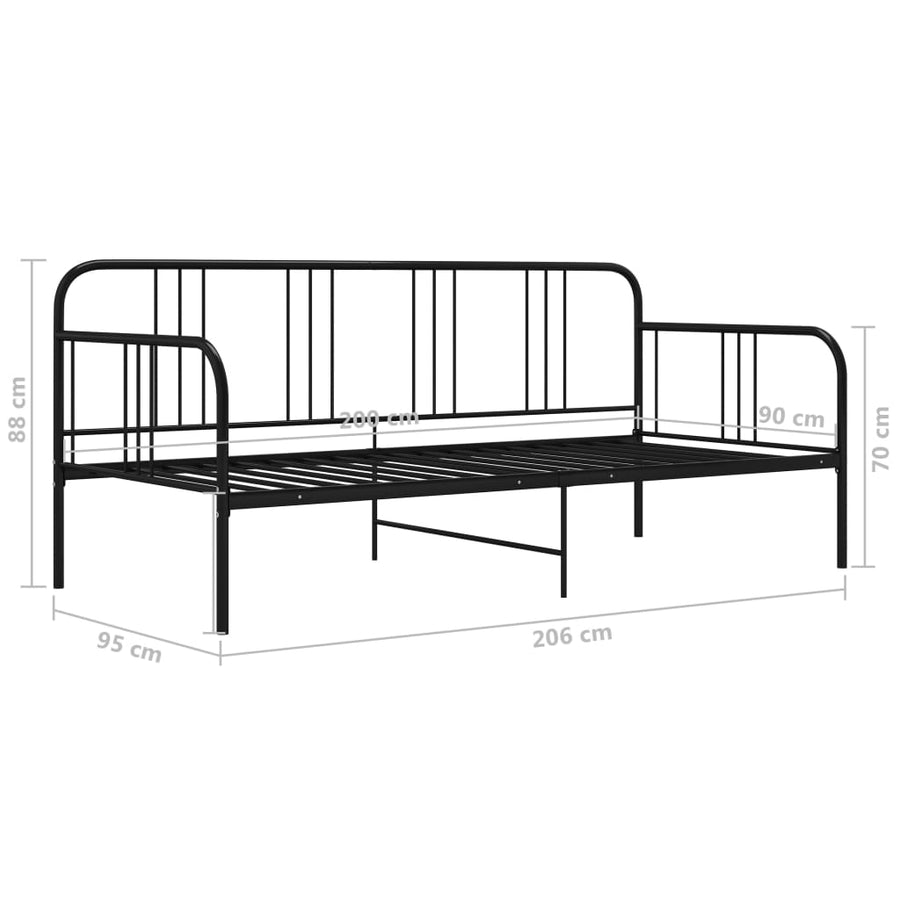 Slaapbankframe Metaal 90X200 Cm Zwart