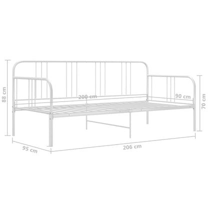 Slaapbankframe Metaal 90X200 Cm Wit