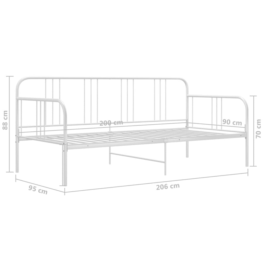 Slaapbankframe Metaal 90X200 Cm Wit
