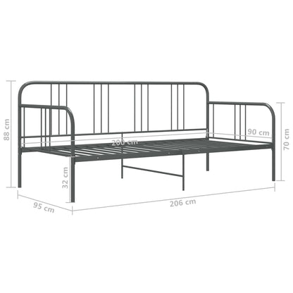 Slaapbankframe Metaal 90X200 Cm Grijs