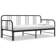 Extendable metal sofa bed black 90x200 cm