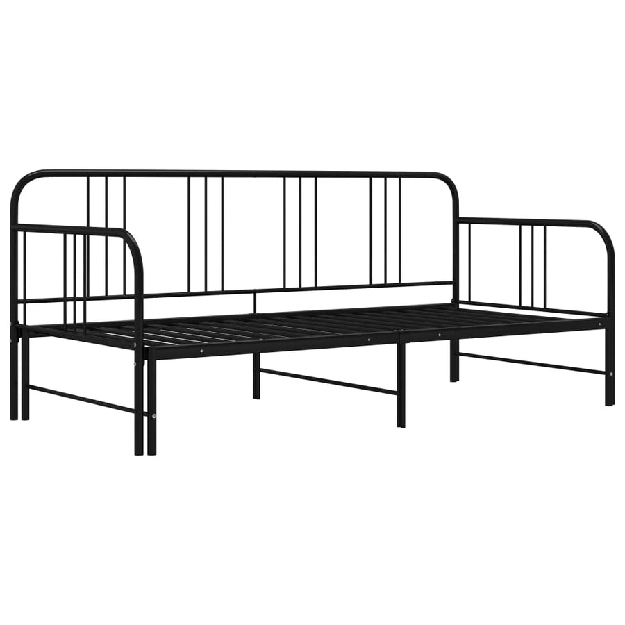 Slaapbankframe Uittrekbaar Metaal 90X200 Cm Zwart