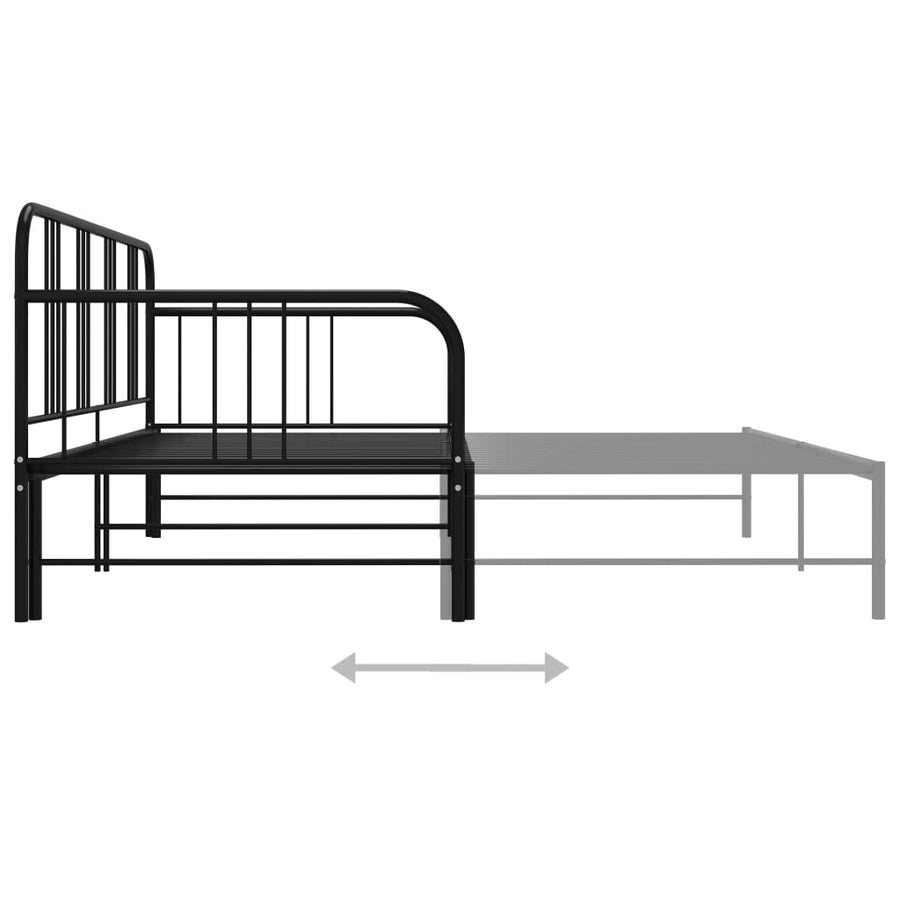 Slaapbankframe Uittrekbaar Metaal 90X200 Cm Zwart