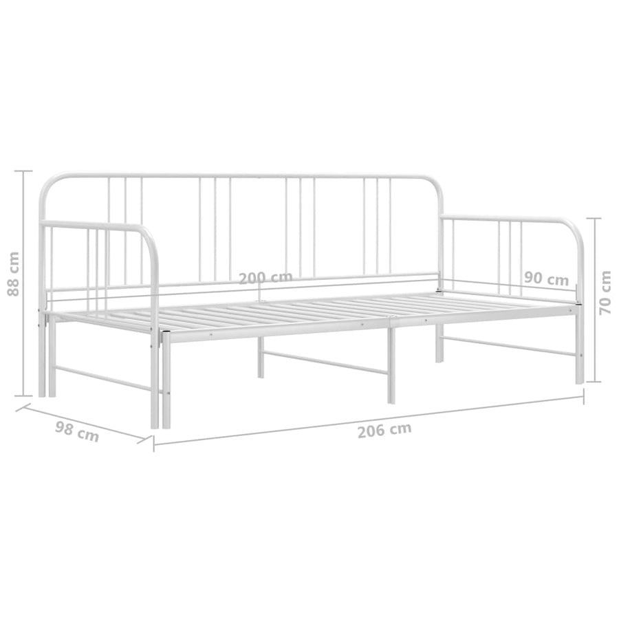Slaapbankframe Uittrekbaar Metaal 90X200 Cm Wit