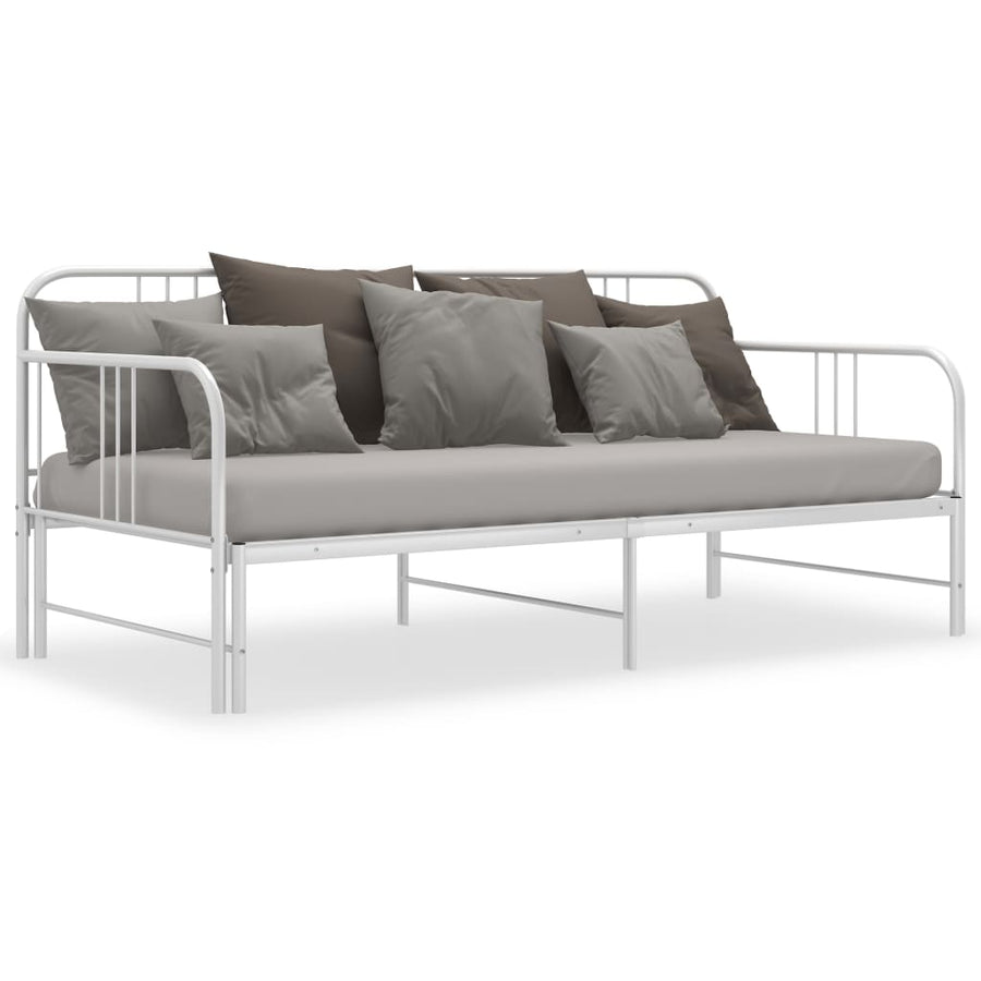 Slaapbankframe Uittrekbaar Metaal 90X200 Cm Wit