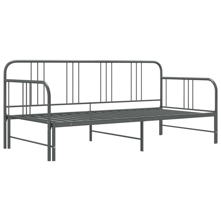 Slaapbankframe Uittrekbaar Metaal 90X200 Cm Grijs