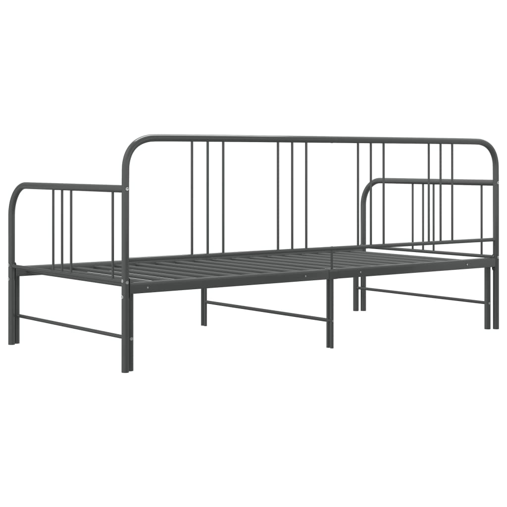 Slaapbankframe Uittrekbaar Metaal 90X200 Cm Grijs