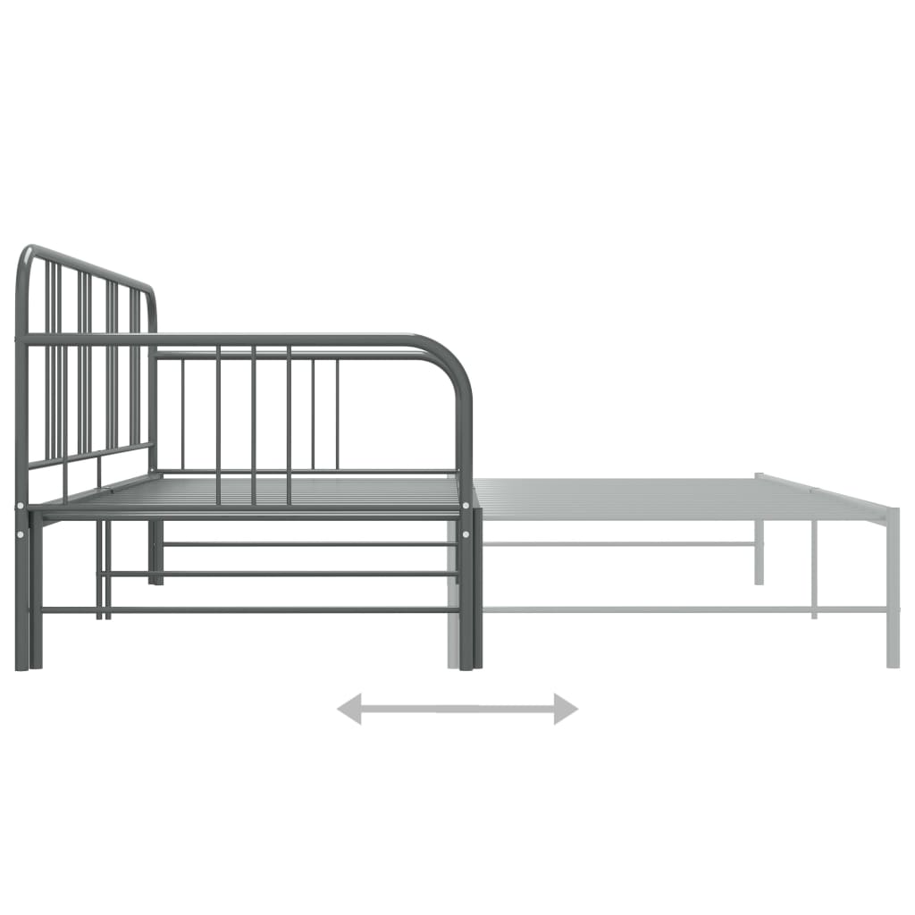 Slaapbankframe Uittrekbaar Metaal 90X200 Cm Grijs