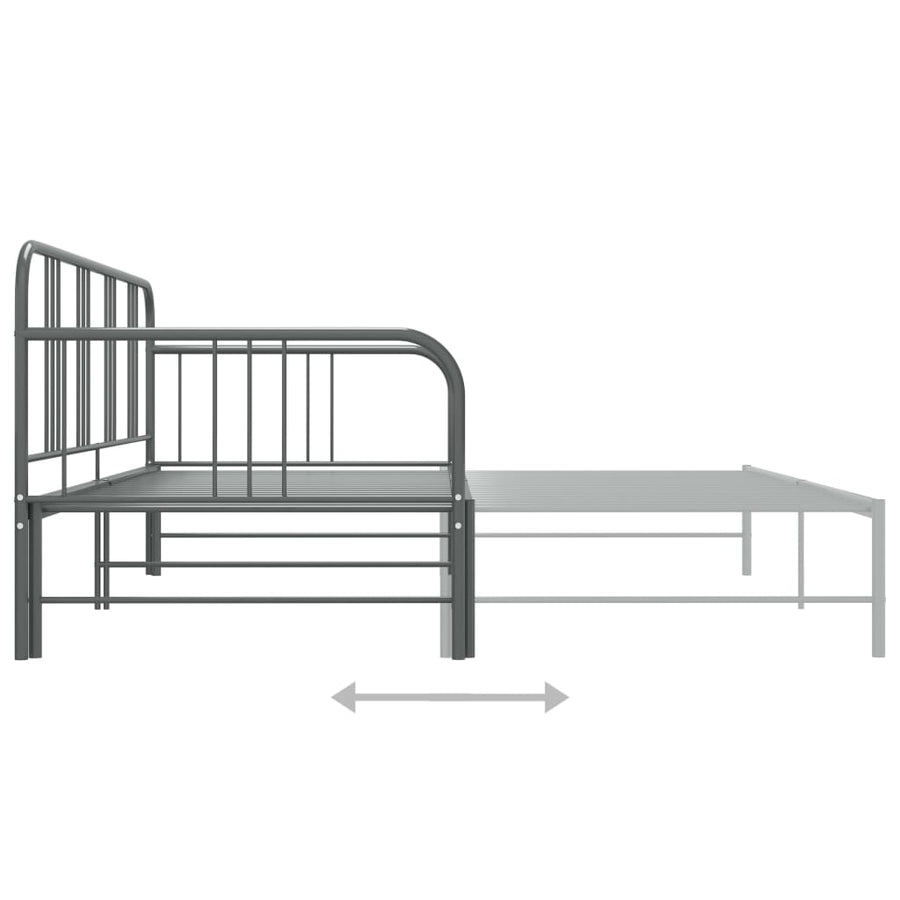 Slaapbankframe Uittrekbaar Metaal 90X200 Cm Grijs