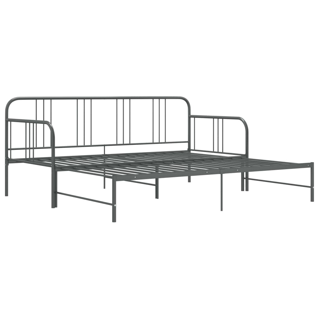 Slaapbankframe Uittrekbaar Metaal 90X200 Cm Grijs