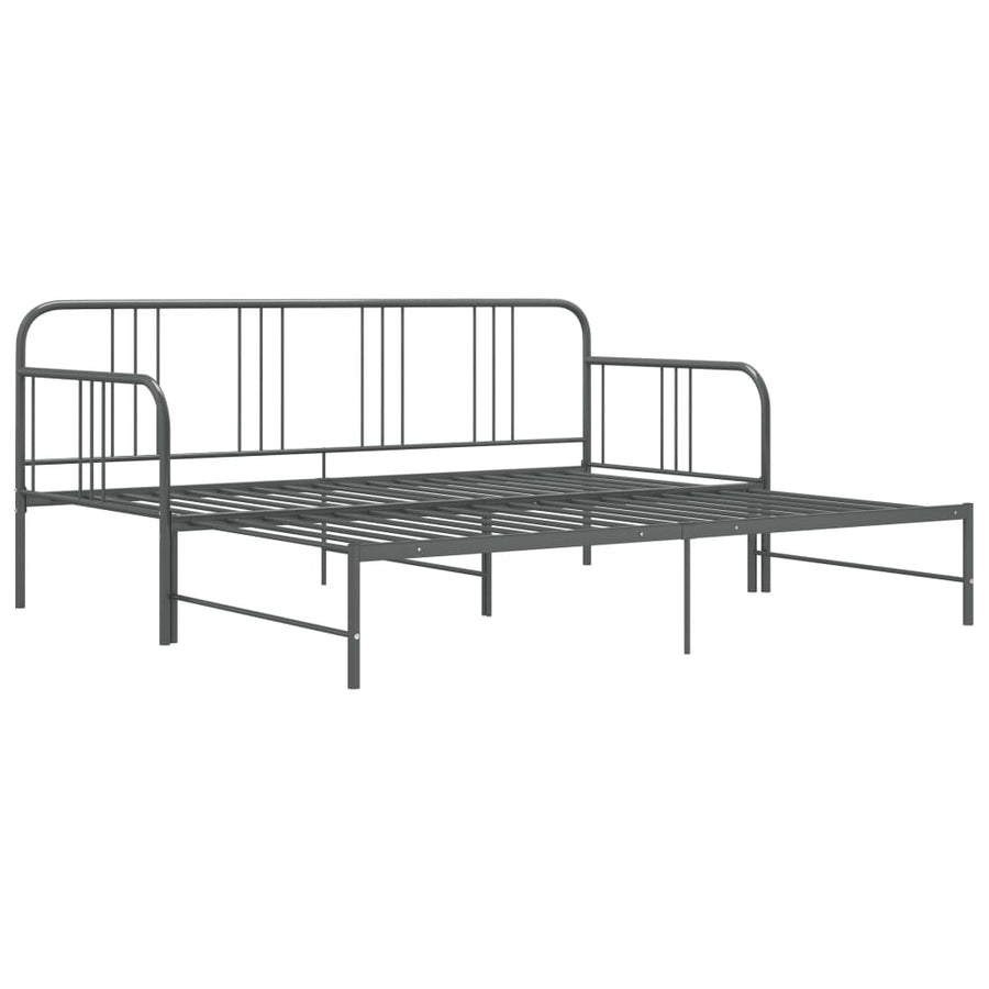 Slaapbankframe Uittrekbaar Metaal 90X200 Cm Grijs