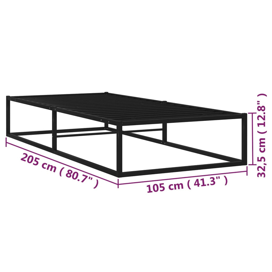 Bedframe Metaal Zwart 100 x 200 cm