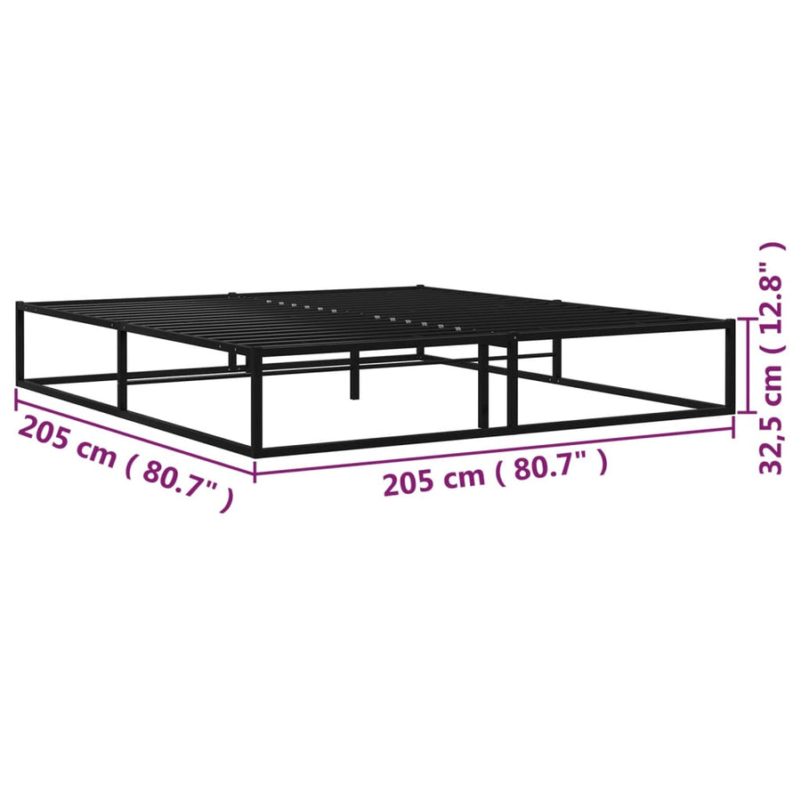 Bedframe Metaal Zwart 200 x 200 cm