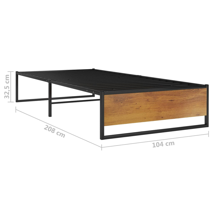 Bedframe Metaal Zwart 100 x 200 cm