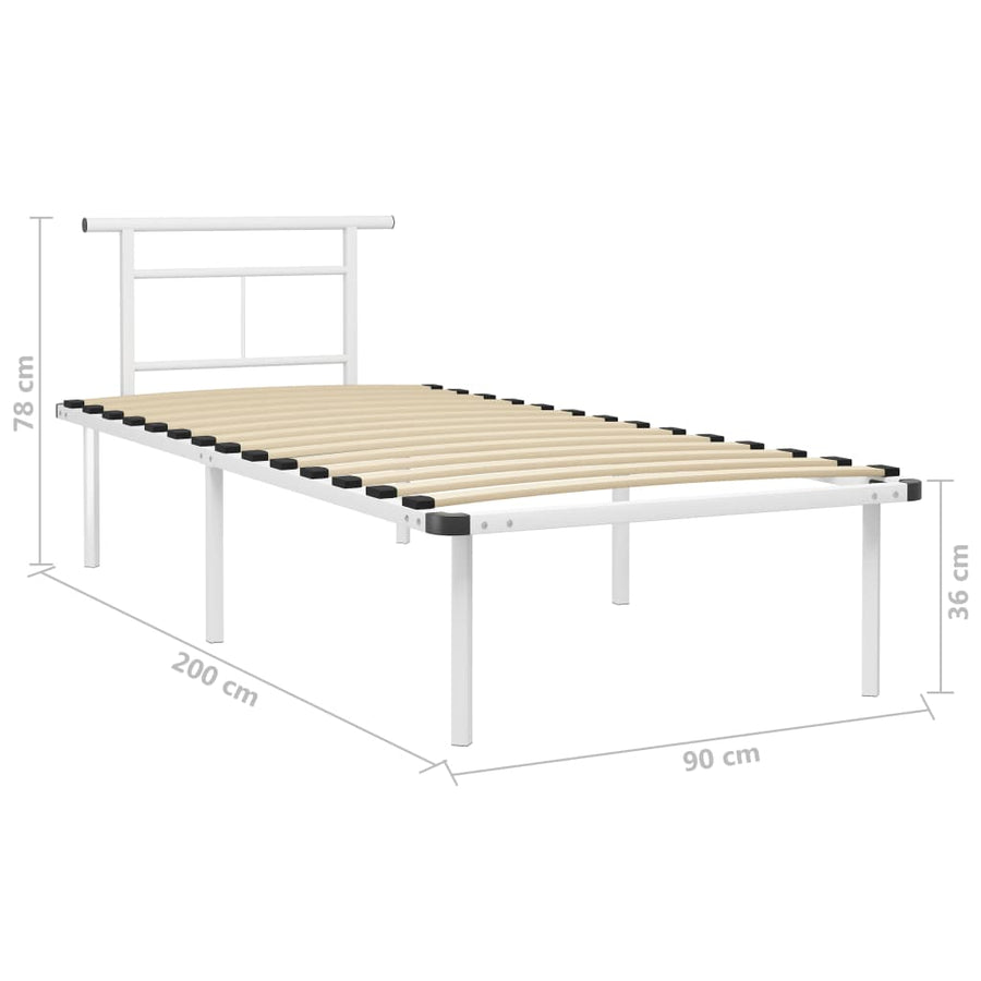 Bedframe Metaal 90 x 200 cm Wit