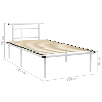 Bedframe Metaal 100 x 200 cm Wit