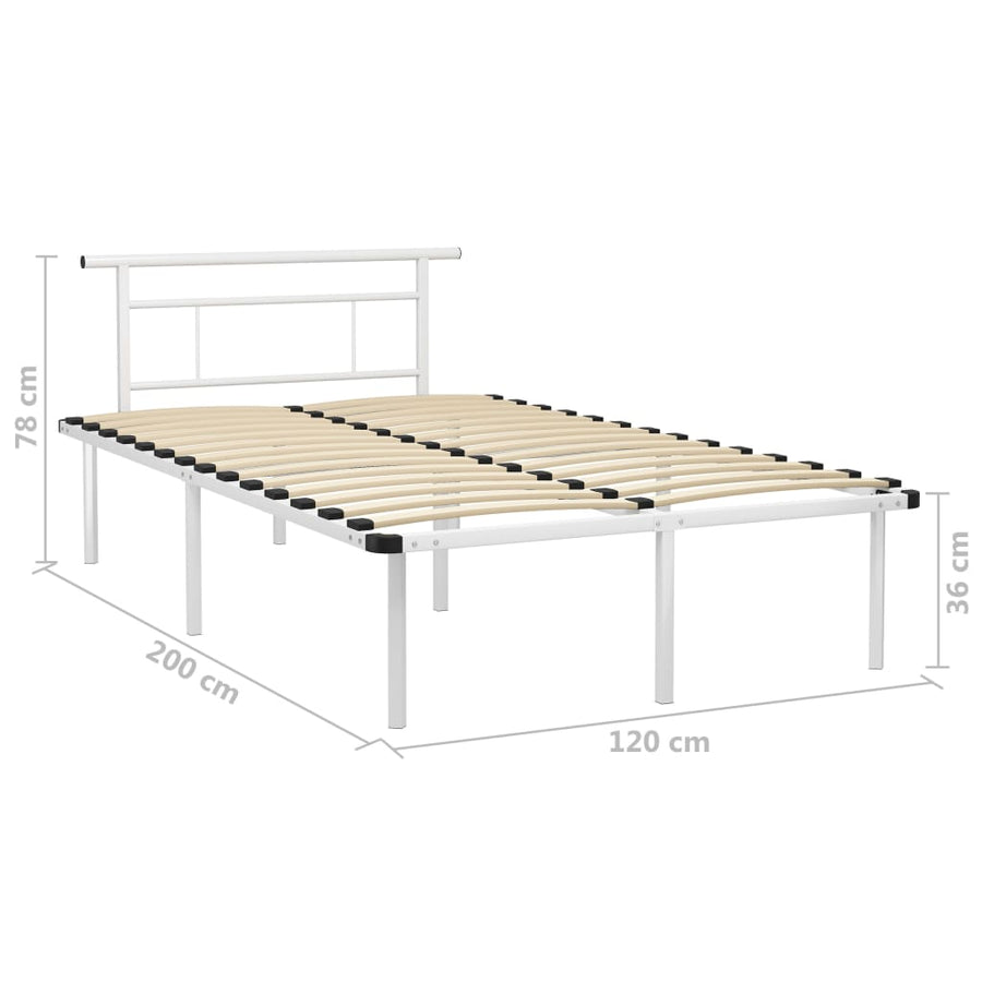 Bedframe Metaal 120 x 200 cm Wit