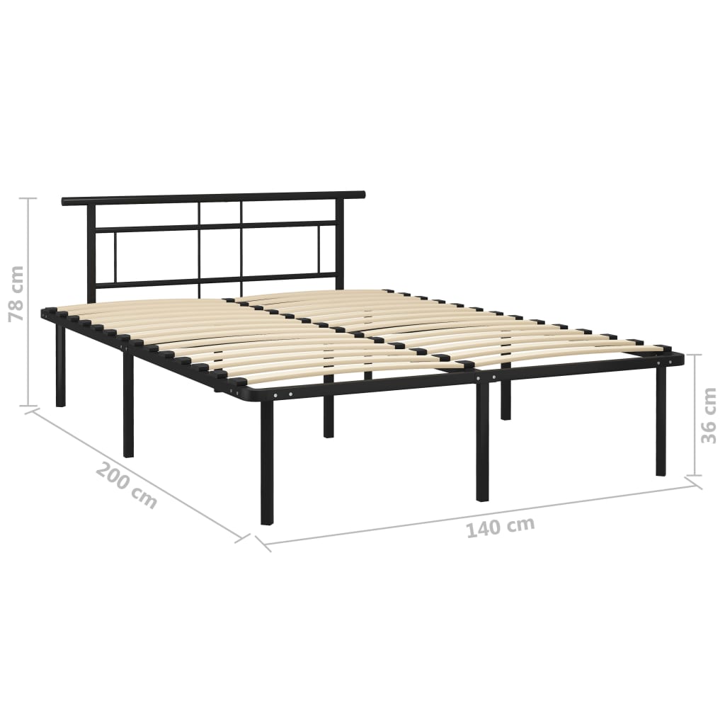 Bedframe Metaal 140 x 200 cm Zwart