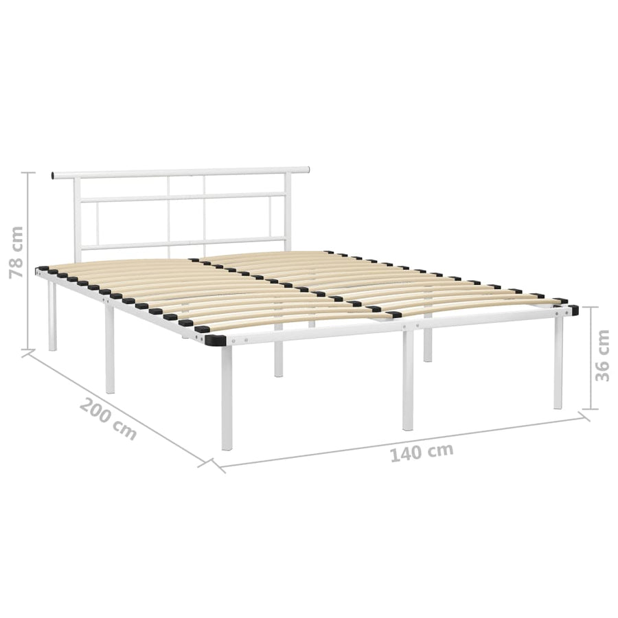 Bedframe Metaal 140 x 200 cm Wit