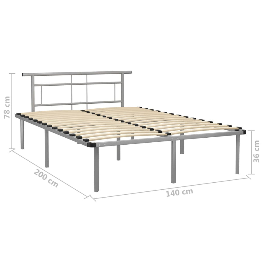Bedframe Metaal 140 x 200 cm Grijs