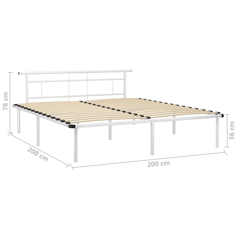 Bedframe Metaal 200 x 200 cm Wit
