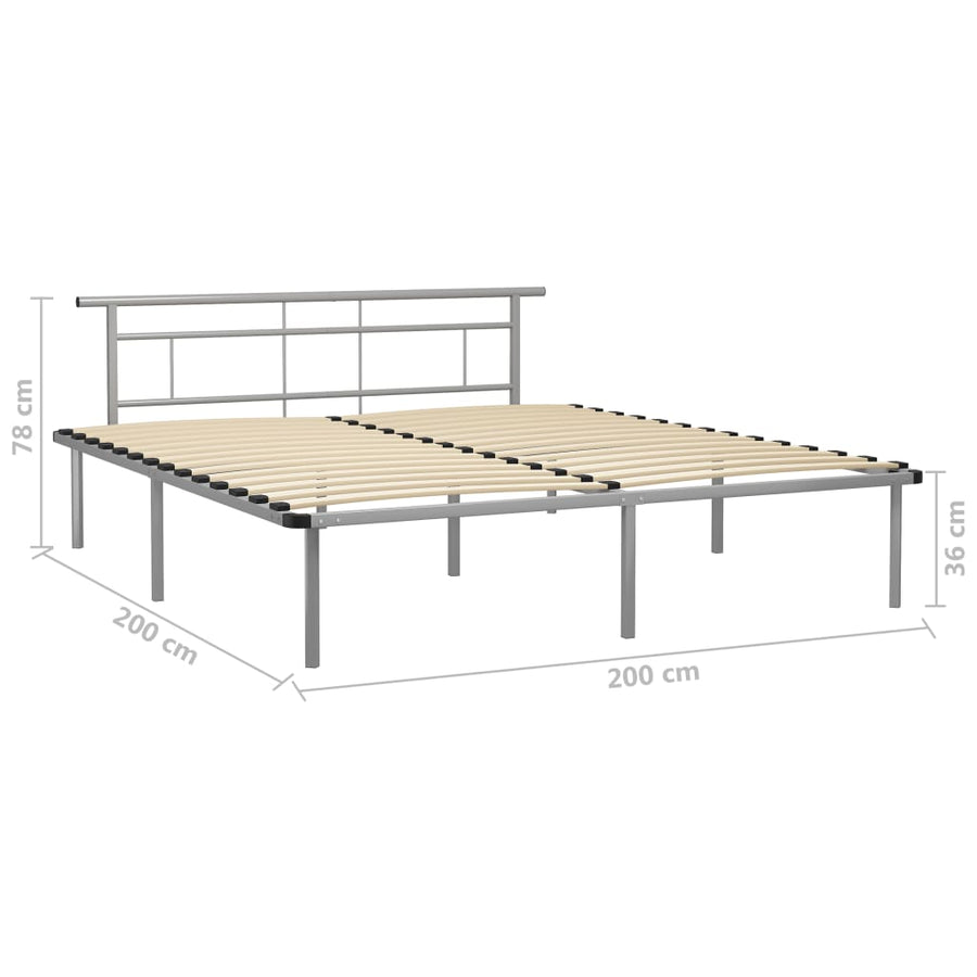 Bedframe Metaal 200 x 200 cm Grijs