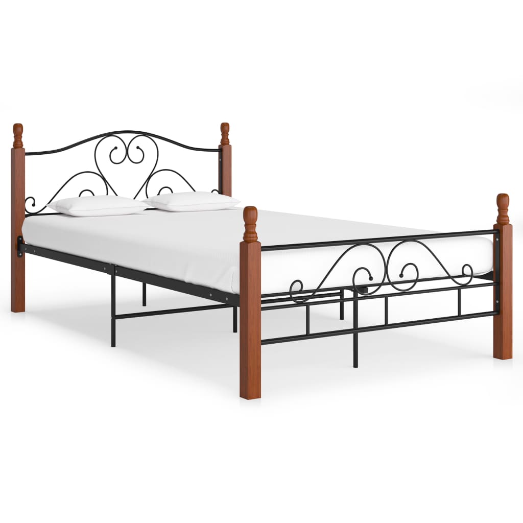 Bedframe Metaal Zwart 120 x 200 cm black and dark wood
