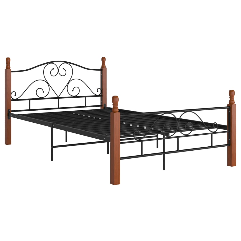 Bedframe Metaal Zwart 120 x 200 cm black and dark wood