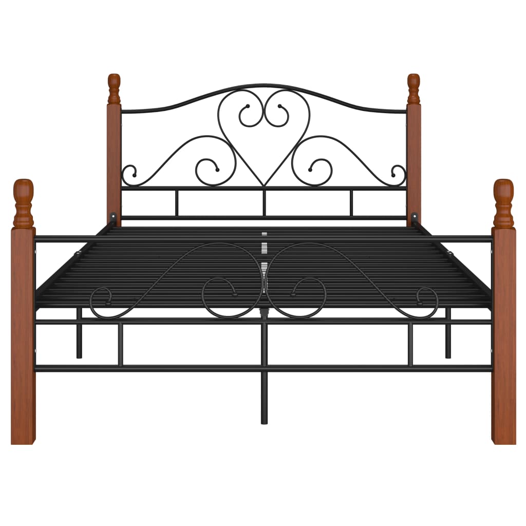 Bedframe Metaal Zwart 120 x 200 cm black and dark wood